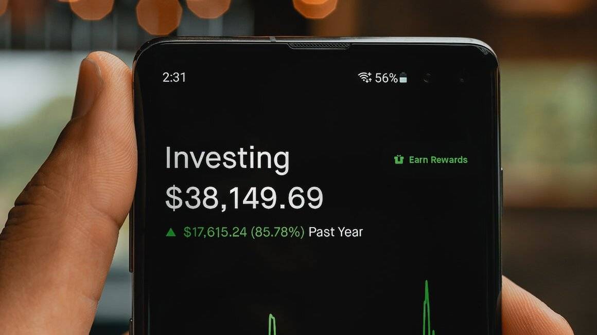 Investing strategy displayed on phone screen